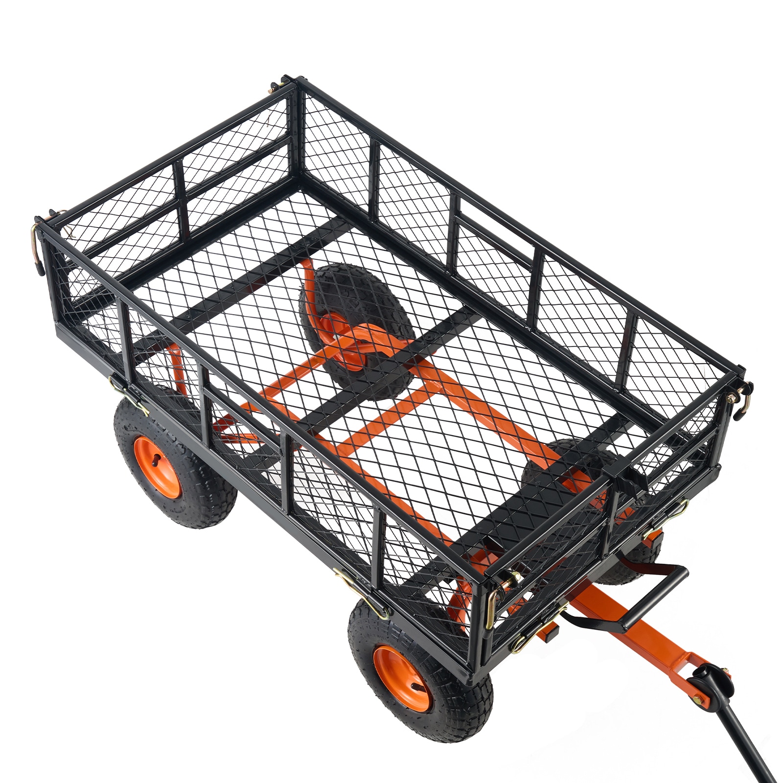 Garden Dump Cart With 2-in-1 Handle Heavy Duty Metal Wagon_voghion.com